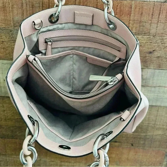 MICHAEL KORS Cynthia Medium Saffiano Leather Satchel Light Pink - Picture 13 of 16